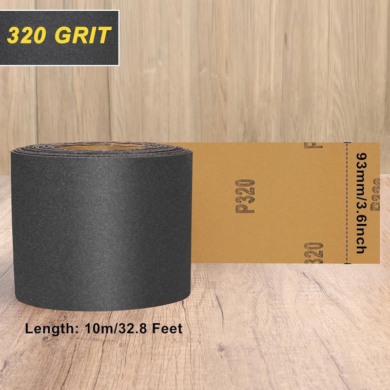 Shineboc 320 Grit Sandpaper Roll, 3-2/3" Wide 11 Yard Wet Dry Silicon Carbide Longboard Sand Paper for Automotive Metal Wood Sanding＆Polishing - Image 2
